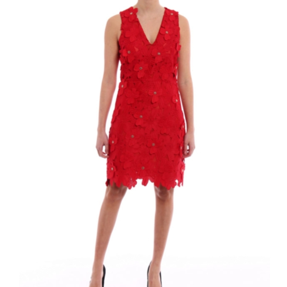 Elegant Red Floral Dress